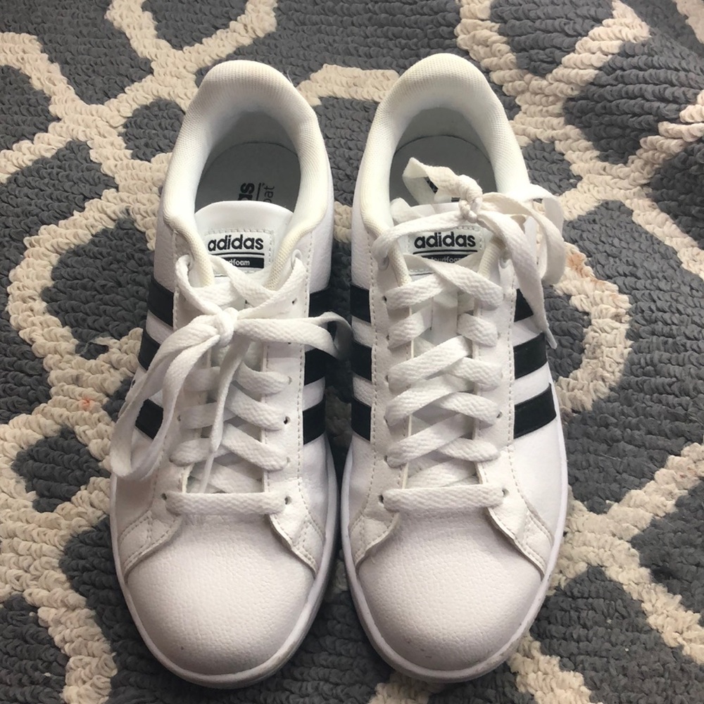 White and black adidas shoes!